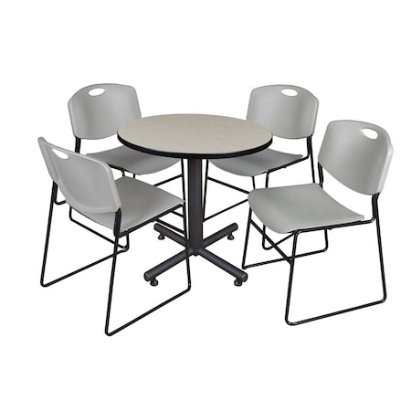 Kobe Round Table & Chair Set, Wood, Metal, Polypropylene Top MPN:TKB30RNDPL44GY