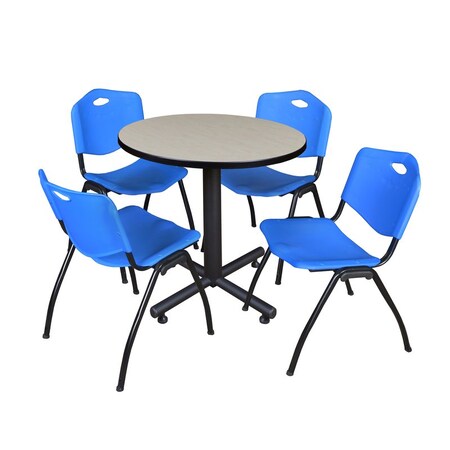 Kobe Round Table & Chair Set, Wood, Metal, Plastic Top, Maple MPN:TKB30RNDPL47BE