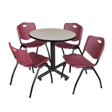 Kobe Round Table & Chair Set, Wood, Metal, Plastic Top, Maple MPN:TKB30RNDPL47BY