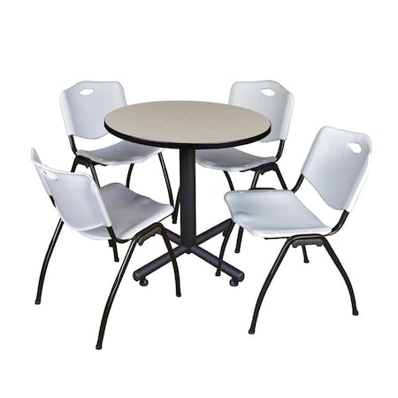 Kobe Round Table & Chair Set, Wood, Metal, Plastic Top, Maple MPN:TKB30RNDPL47GY