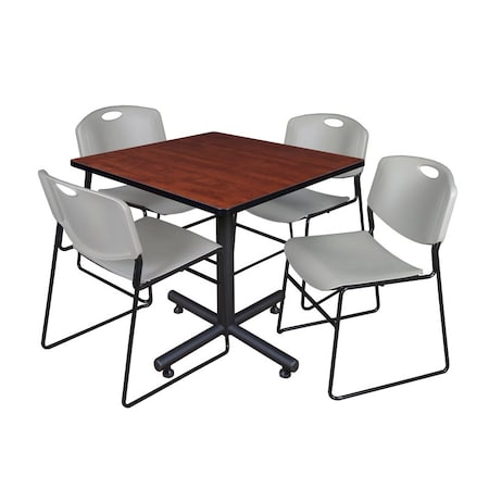 Kobe Square Table & Chair Set, Wood, Metal, Polypropylene Top MPN:TKB3636CH44GY