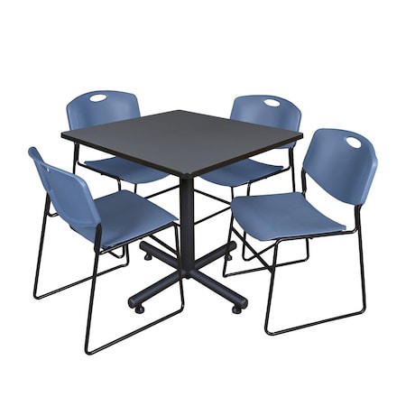 Kobe Square Table & Chair Set, Wood, Metal, Polypropylene Top MPN:TKB3636GY44BE