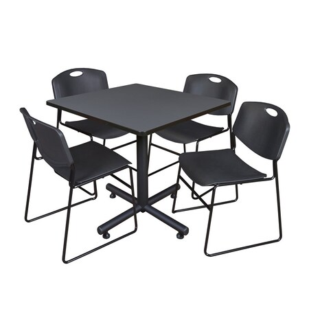 Kobe Square Table & Chair Set, Wood, Metal, Polypropylene Top MPN:TKB3636GY44BK