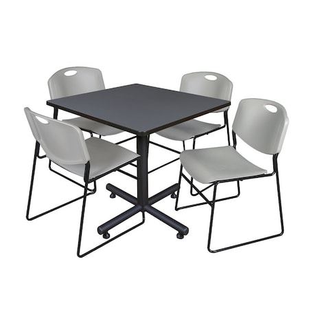 Kobe Square Table & Chair Set, Wood, Metal, Polypropylene Top MPN:TKB3636GY44GY