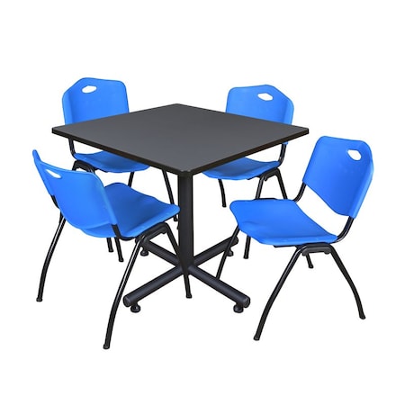 Kobe Square Table & Chair Set, Wood, Metal, Plastic Top, Grey MPN:TKB3636GY47BE