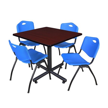 Kobe Square Table & Chair Set, Wood, Metal, Plastic Top, Mahogany MPN:TKB3636MH47BE