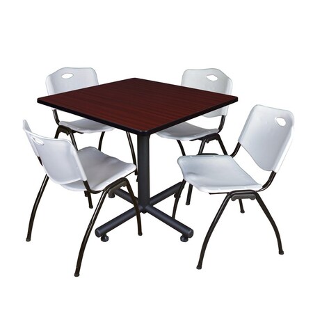 Kobe Square Table & Chair Set, Wood, Metal, Plastic Top, Mahogany MPN:TKB3636MH47GY