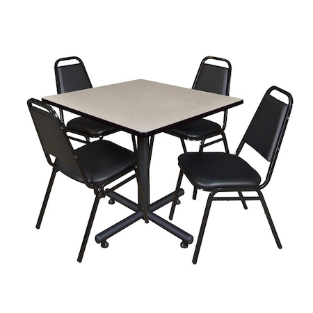 Kobe Square Table & Chair Set, Wood, Metal, Vinyl Top, Maple MPN:TKB3636PL29BK