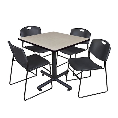 Kobe Square Table & Chair Set, Wood, Metal, Polypropylene Top MPN:TKB3636PL44BK