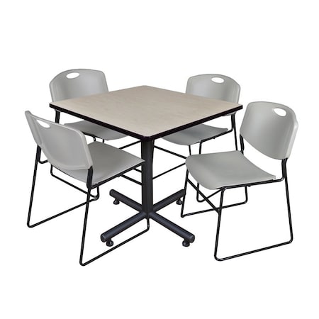 Kobe Square Table & Chair Set, Wood, Metal, Polypropylene Top MPN:TKB3636PL44GY