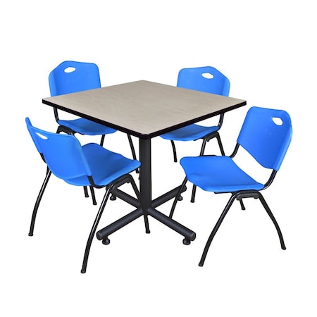 Kobe Square Table & Chair Set, Wood, Metal, Plastic Top, Maple MPN:TKB3636PL47BE