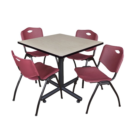 Kobe Square Table & Chair Set, Wood, Metal, Plastic Top, Maple MPN:TKB3636PL47BY