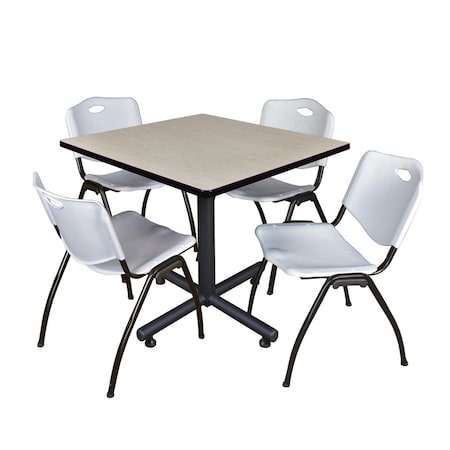 Kobe Square Table & Chair Set, Wood, Metal, Plastic Top, Maple MPN:TKB3636PL47GY