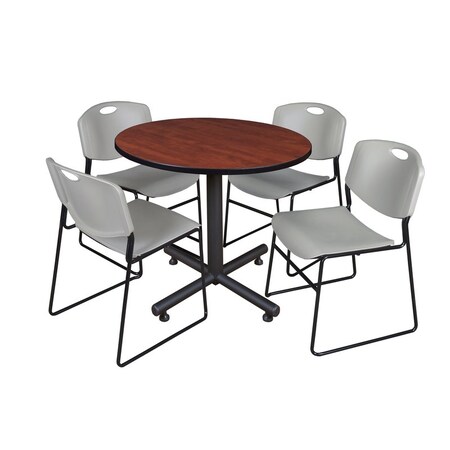 Kobe Round Table & Chair Set, Wood, Metal, Polypropylene Top MPN:TKB36RNDCH44GY