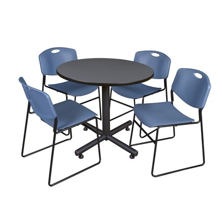 Kobe Round Table & Chair Set, Wood, Metal, Polypropylene Top, Grey MPN:TKB36RNDGY44BE