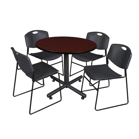 Kobe Round Table & Chair Set, Wood, Metal, Polypropylene Top MPN:TKB36RNDMH44BK