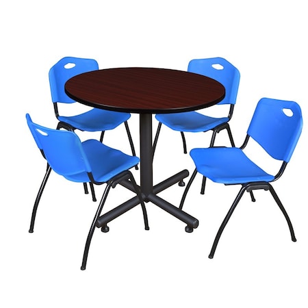 Kobe Round Table & Chair Set, Wood, Metal, Plastic Top, Mahogany MPN:TKB36RNDMH47BE