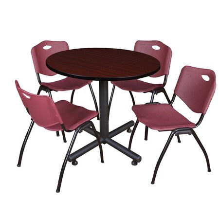 Kobe Round Table & Chair Set, Wood, Metal, Plastic Top, Mahogany MPN:TKB36RNDMH47BY