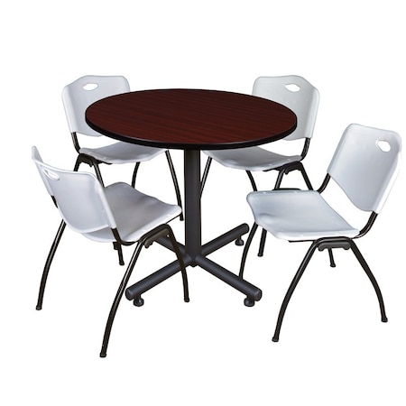 Kobe Round Table & Chair Set, Wood, Metal, Plastic Top, Mahogany MPN:TKB36RNDMH47GY