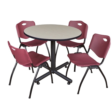 Kobe Round Table & Chair Set, Wood, Metal, Plastic Top, Maple MPN:TKB36RNDPL47BY