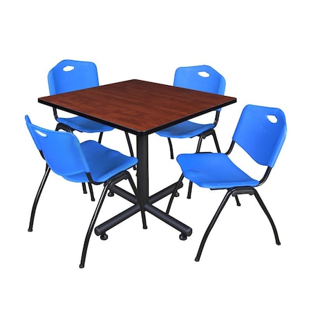 Kobe Square Table & Chair Set, Wood, Metal, Plastic Top, Cherry MPN:TKB4242CH47BE