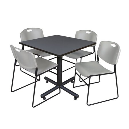 Kobe Square Table & Chair Set, Wood, Metal, Polypropylene Top MPN:TKB4242GY44GY