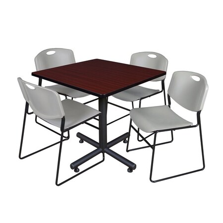 Kobe Square Table & Chair Set, Wood, Metal, Polypropylene Top MPN:TKB4242MH44GY