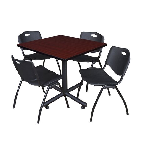 Kobe Square Table & Chair Set, Wood, Metal, Plastic Top, Mahogany MPN:TKB4242MH47BK