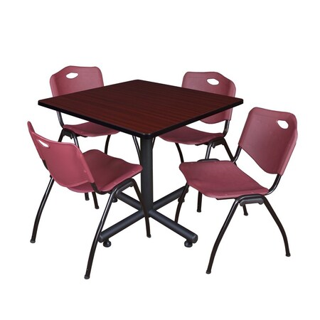 Kobe Square Table & Chair Set, Wood, Metal, Plastic Top, Mahogany MPN:TKB4242MH47BY