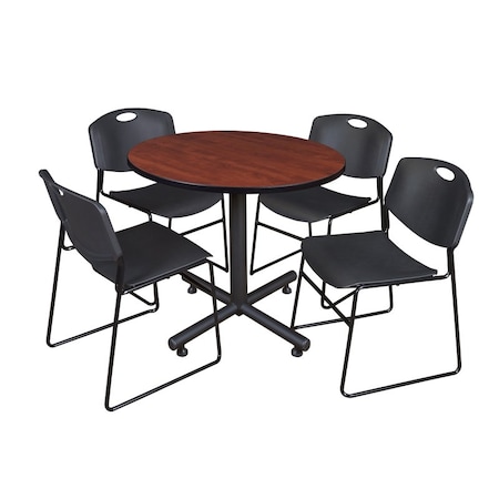 Kobe Round Table & Chair Set, Wood, Metal, Polypropylene Top MPN:TKB42RNDCH44BK