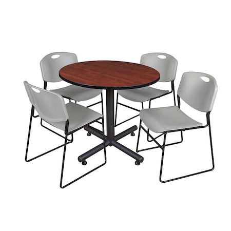 Kobe Round Table & Chair Set, Wood, Metal, Polypropylene Top MPN:TKB42RNDCH44GY