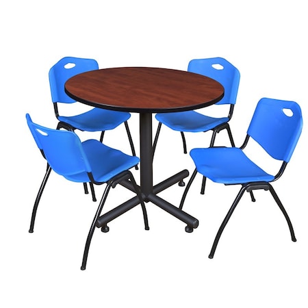 Kobe Round Table & Chair Set, Wood, Metal, Plastic Top, Cherry MPN:TKB42RNDCH47BE