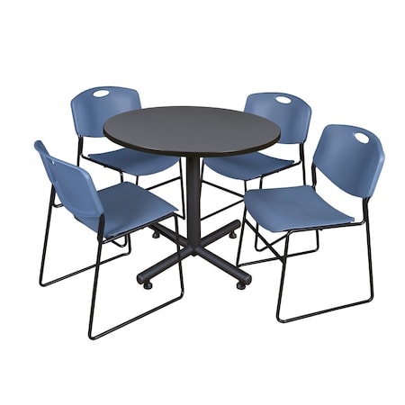 Kobe Round Table & Chair Set, Wood, Metal, Polypropylene Top, Grey MPN:TKB42RNDGY44BE