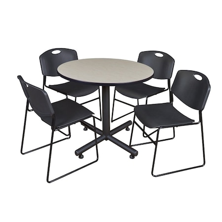 Kobe Round Table & Chair Set, Wood, Metal, Polypropylene Top MPN:TKB42RNDPL44BK