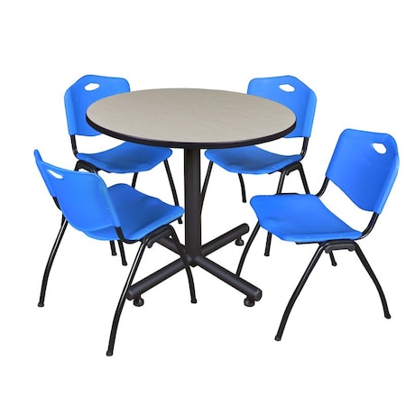 Kobe Round Table & Chair Set, Wood, Metal, Plastic Top, Maple MPN:TKB42RNDPL47BE