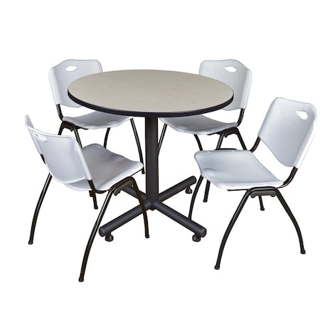 Kobe Round Table & Chair Set, Wood, Metal, Plastic Top, Maple MPN:TKB42RNDPL47GY