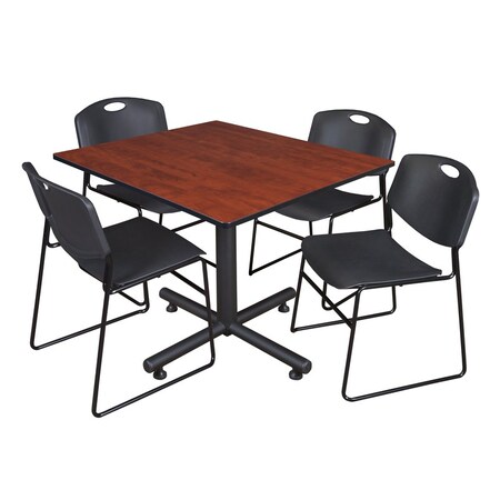 Kobe Square Table & Chair Set, Wood, Metal, Polypropylene Top MPN:TKB4848CH44BK