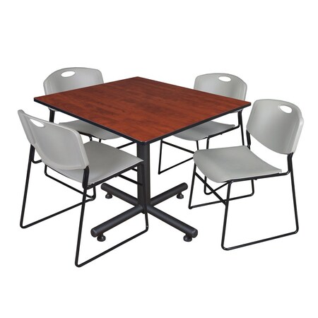 Kobe Square Table & Chair Set, Wood, Metal, Polypropylene Top MPN:TKB4848CH44GY