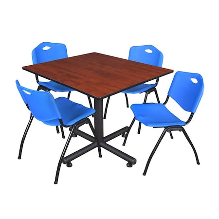 Kobe Square Table & Chair Set, Wood, Metal, Plastic Top, Cherry MPN:TKB4848CH47BE