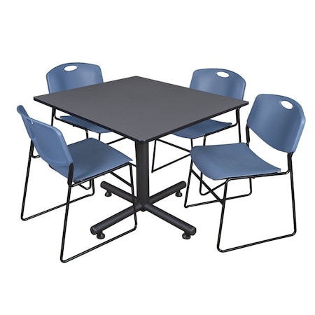 Kobe Square Table & Chair Set, Wood, Metal, Polypropylene Top MPN:TKB4848GY44BE