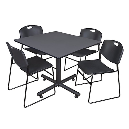 Kobe Square Table & Chair Set, Wood, Metal, Polypropylene Top MPN:TKB4848GY44BK