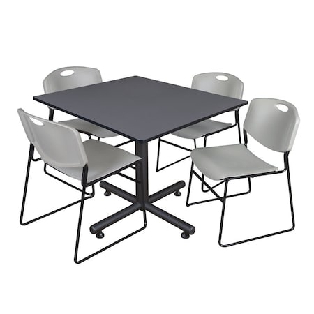 Kobe Square Table & Chair Set, Wood, Metal, Polypropylene Top MPN:TKB4848GY44GY