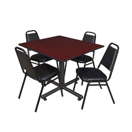Kobe Square Table & Chair Set, Wood, Metal, Vinyl Top, Mahogany MPN:TKB4848MH29BK