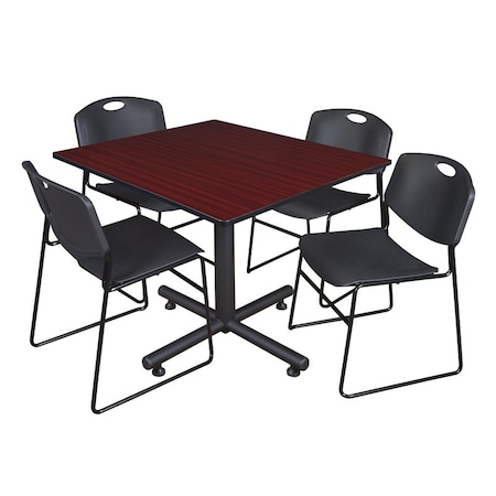 Kobe Square Table & Chair Set, Wood, Metal, Polypropylene Top MPN:TKB4848MH44BK
