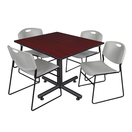 Kobe Square Table & Chair Set, Wood, Metal, Polypropylene Top MPN:TKB4848MH44GY