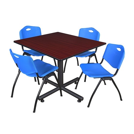 Kobe Square Table & Chair Set, Wood, Metal, Plastic Top, Mahogany MPN:TKB4848MH47BE