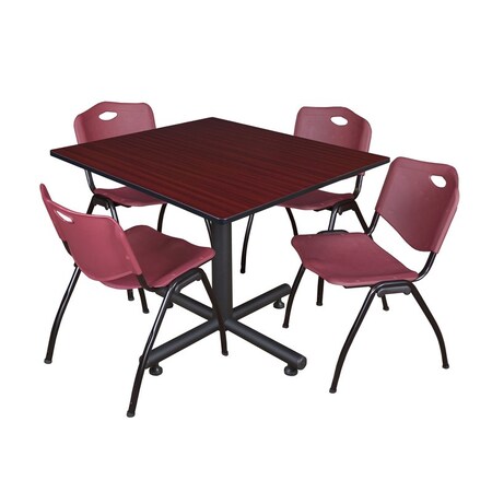 Kobe Square Table & Chair Set, Wood, Metal, Plastic Top, Mahogany MPN:TKB4848MH47BY
