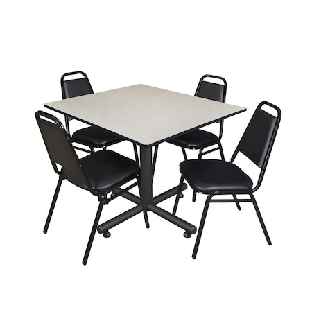 Kobe Square Table & Chair Set, Wood, Metal, Vinyl Top, Maple MPN:TKB4848PL29BK