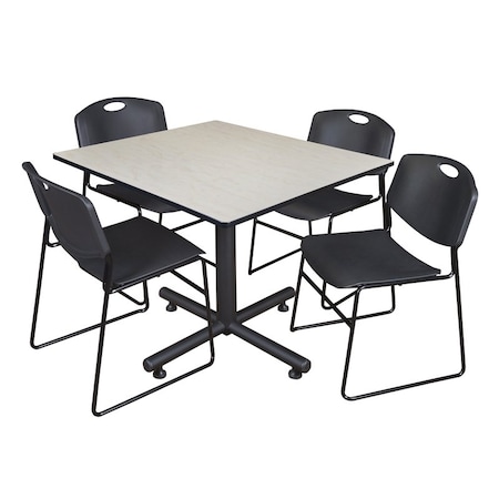 Kobe Square Table & Chair Set, Wood, Metal, Polypropylene Top MPN:TKB4848PL44BK