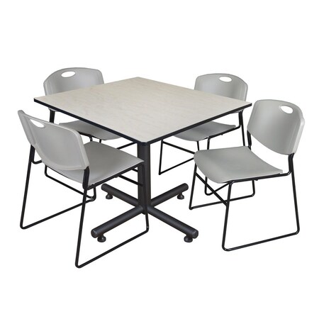 Kobe Square Table & Chair Set, Wood, Metal, Polypropylene Top MPN:TKB4848PL44GY